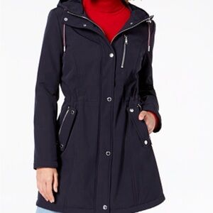 Tommy Hilfiger Navy Hooded Utility Jacket with Zip Pockets